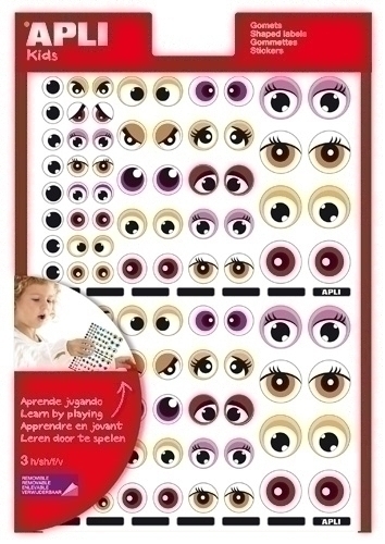 Gomets Apli Bossa 3H Ulls Taronja/Rosa/Vermell Removible 312 Uts. (13855)