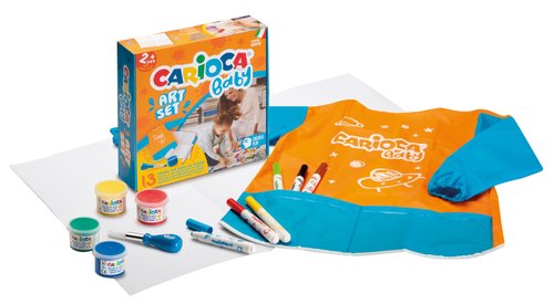Set Carioca Baby Creator 12 Pcs 1X Davantal Impermeable 1X Raspall Baby 2+ 4X Pintura Dits Baby 2+ 6