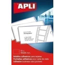 Funda Adhesiva Apli 60X95Mm Butxaca Per a Targetes Paquet De 10