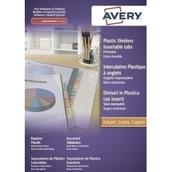 Separadors Avery Pvc Colors translúcids Assortits A4 12 Pestanyes 9 Trepants Inkjet/Laser Personalit