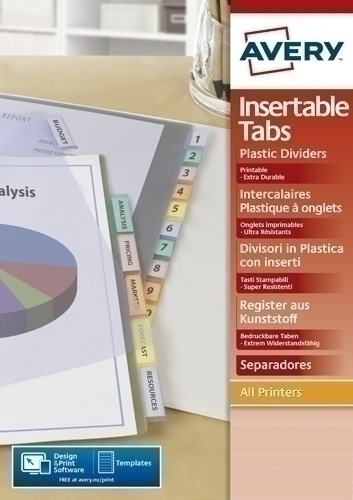 Separadors Avery Pp A4+ 12 Pestanyes Personalitzables C/Doble Butxaca