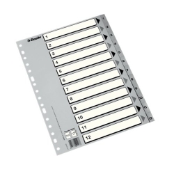 Índex Esselte Pp Numerico Fº Pestanyes 1-12 16 Trepants Gris Amb Ind.B/N