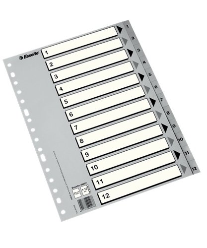 Índex Esselte Pp Numerico Fº Pestanyes 1-12 16 Trepants Gris Amb Ind.B/N