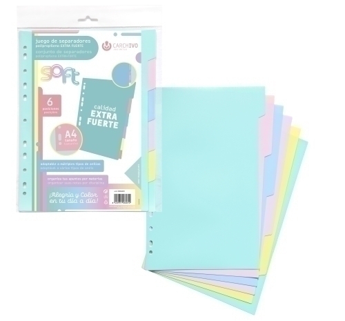 Separadors Fitxer Soft Pp Extra Fort A4 6 Pestanyes