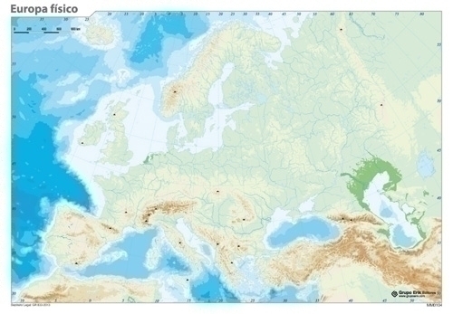 Mapa Mut Erik Color Fisico Europa