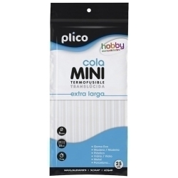 Cola Termofusible En Barra Plico Mini Translucida Extra Larga Blister De 25
