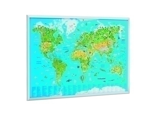 Tablero Corcho Faibo Ligero Marco Pino 60X90 Cm Mapamundi Infantil