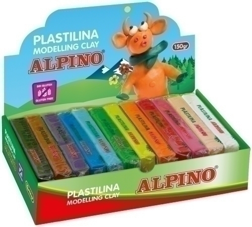 Plastilina Alpino Standard 150.Gr Caixa 12 Assortides