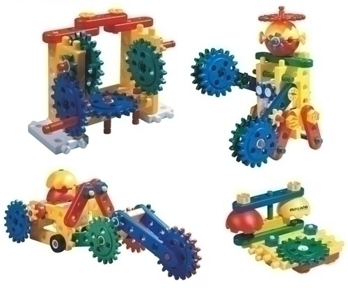 Contenedor Miniland De 62 Piezas De Construccion Y Engranaje