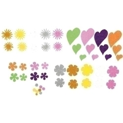 Goma Eva Fixo Kids Adhesiva Amb Purpurina Flors I Cors Pack 64 Figures