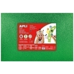 Goma Eva Apli Fulla 40X60 Cm Purpurina Verd Paquet De 3