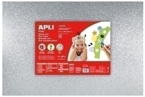 Goma Eva Apli Fulla 40X60 Cm Purpurina Plata Paquet De 3