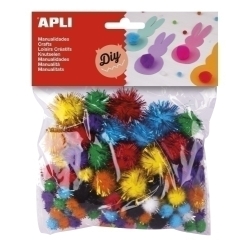 Pom Pom Apli Colores Brillantes Surtidos Bolsa De 78