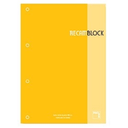 Recanvi Pacsa Xblock Encolat A4 80H 90G 4 Trepants Quadr.5X5 Groc (1 Color En Ratllat I Banda)