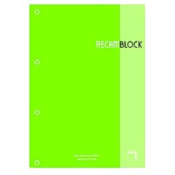 Recanvi Pacsa Xblock Encolat A4 80H 90G 4 Trepants Quadr.5X5 Verd Clar (1 Color En Ratllat I Banda)