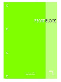Recanvi Pacsa Xblock Encolat A4 80H 90G 4 Trepants Quadr.5X5 Verd Clar (1 Color En Ratllat I Banda)