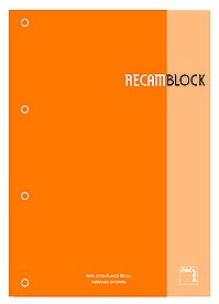 Recanvi Pacsa Xblock Encolat A4 80H 90G 4 Trepants Quadr.5X5 Taronja (1 Color En Ratllat I Banda)