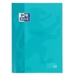 Recanvi Oxford School Color 5 Encolat A4+ 80H 90Gr 4 Trepants Quadr.5X5 Aqua (5 Colors En Requadre)