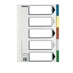 Separadors Esselte Pp Fº 5 Pestanyes 16 Trepants Amb Ind.B/N