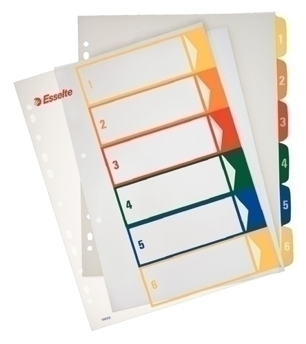 Indice Esselte Pp Numerico Imprimible A4+ Pestanyes 1- 6 11 Trepants