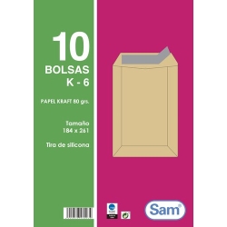 Sobre-Borsa Sam 184X261 Kraft 80G (Silicona) Paquet De 10