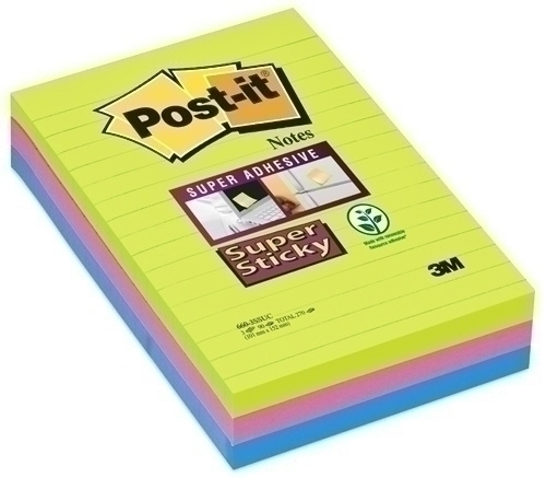 Taco Notas Post-It 660 Super Sticky 101X152 Con Lineas Pack De 3