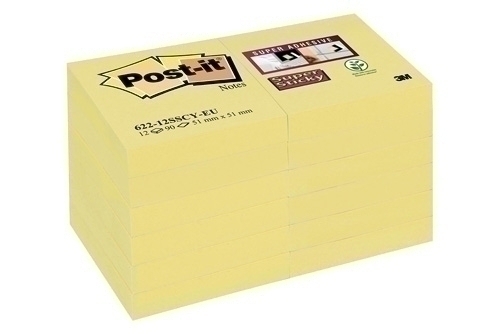 Tac Notes Post-It 622 Super Sticky 47,6X47,6 Groc Canari Pack De 12