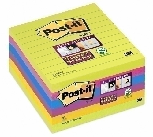 Taco Notas Post-It 675 Super Sticky Ultra 101X101 Con Lineas Pack De 6