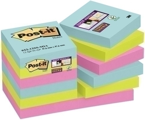 Tac Notes Post-It 622 Super Sticky 47,6X47,6 Colors Cosmic Pack De 12