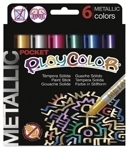Tempera Solida Playcolor Metallic Pocket 5Gr. Estoig De 6 Colors