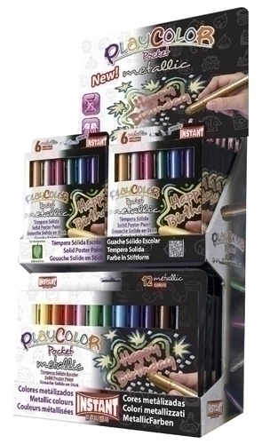Tempera Instant Solida Playcolor Metallic Pocket 5Gr. Expositor De 144 (12 Estoigs De 6 Colors I 6 E