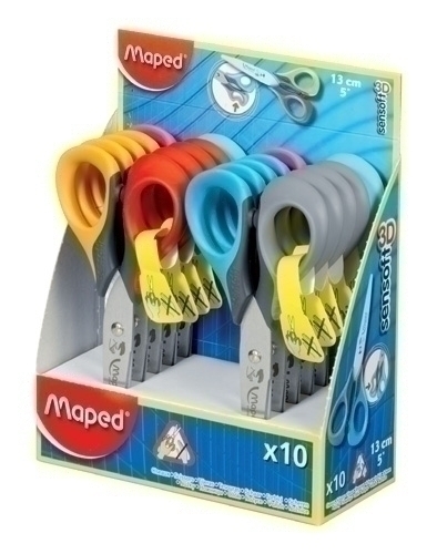 Tisores Maped Sensoft 3D 13 Cm. Esquerràs Expositor De 10
