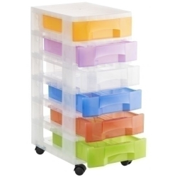 Torre D'Emmagatzematge Amb Rodes 6 Calaixos Traslluits Assortits
