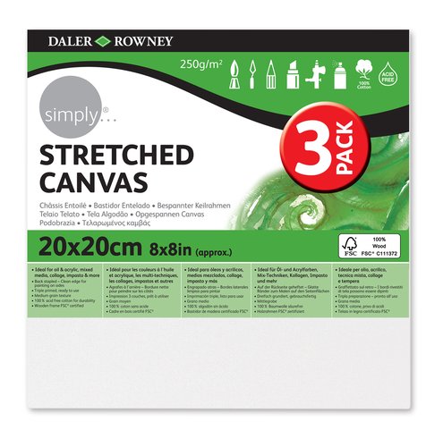 Bastidor Llenç Daler Rowney Entelado 20X20 Cm Pack De 3