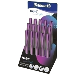 Ploma Pelikan Twist Shine Triangular Violet Assortiment Expositor De 15 (12 Plomes + 3 Rollers)