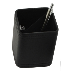 Porta Llapis Tomas Carnero Quadrat Polipiel 8X8X11,5 Cm. Negre