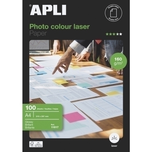 Papel Laser-Copy A4 Apli 210G 100H Foto Glossy 2 Caras