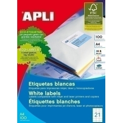 Etiquetes Adh.Impr.Apli A4 Blanca C.Rectes Caixa 100H 70X42,4 Mm 2.100 Uts.(01276)