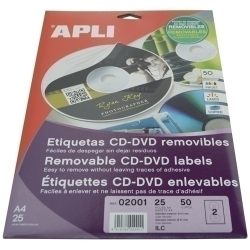 Etiquetes Adh.Impr.Apli A4 Multimed.Cd-Dvd Classica Blister 25H Removible Mate Ø Ext.114 I Int.41 Mm