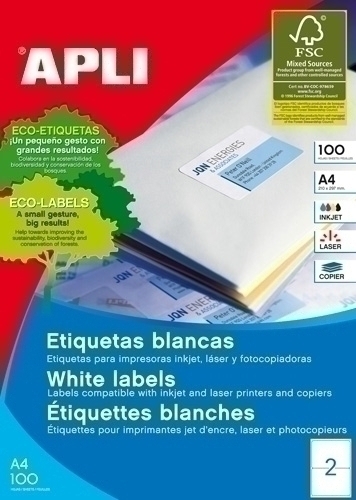 Etiquetes Adh.Impr.Apli A4 Blanca C.Romos Caixa 100H 199,6X144,5 Mm 200 Uts.(02423)
