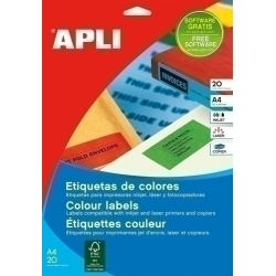 Etiquetes Adh.Impr.Apli A4 Color Verd C.Rectes Blister 20H 70X37 Mm 480 Uts.(01594)
