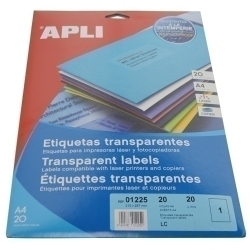 Etiquetes Adh.Impr.Apli A4 Polyester Transluc.Mate Ls-Cp Blister 20H 210X297 Mm C.Rectes 20 Uts.(012