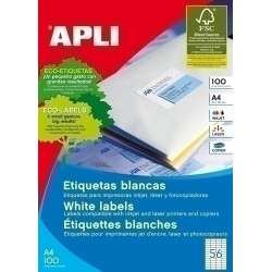 Etiquetes Adh.Impr.Apli A4 Blanca C.Rectes Caixa 100H 52,5X21,2 Mm 5.600 Uts.(01284)