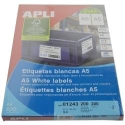 Etiquetes Adh.Impr.Apli A5 Blanca C.Rectes Caixa 200H 210X148 Mm 200 Uts.(01243)