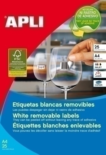Etiquetes Adh.Impr.Apli A4 Blanca C.Rectes Removible Caixa 100H 48,5X25,4 Mm 4.400 Uts.(03054)