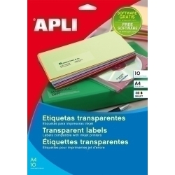 Etiquetes Adh.Impr.Apli A4 Polyester Transp.Brillo Inkjet Blister 10H 99,1X38,1 Mm C.Romos 140 Uts.(
