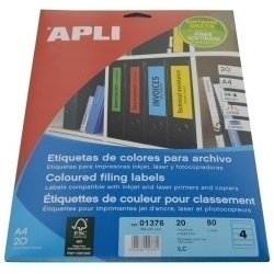 Etiquetes Adh.Impr.Apli A4 Per a Arxiu C.Romos Blister 20H Col.Rojo 190X61 Mm 80 Uds.(01376)