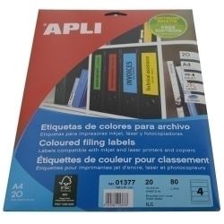 Etiquetes Adh.Impr.Apli A4 Per Arxiu C.Romos Blister 20H Col.Verd 190X61 Mm 80 Uds.(01377)