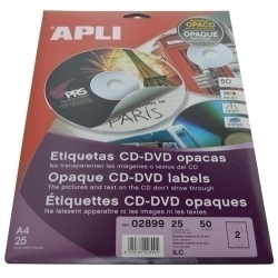 Etiquetes Adh.Impr.Apli A4 Multimed.Cd-Dvd Classica Blister 25H Dors Opac Ø Ext.114 E Int.41 Mm 50 U
