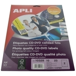 Etiquetes Adh.Impr.Apli A4 Multimed.Cd-Dvd Mega Blister 10H Ls-Cp Brillantor Ø Ext.117 E Int.18 Mm 2